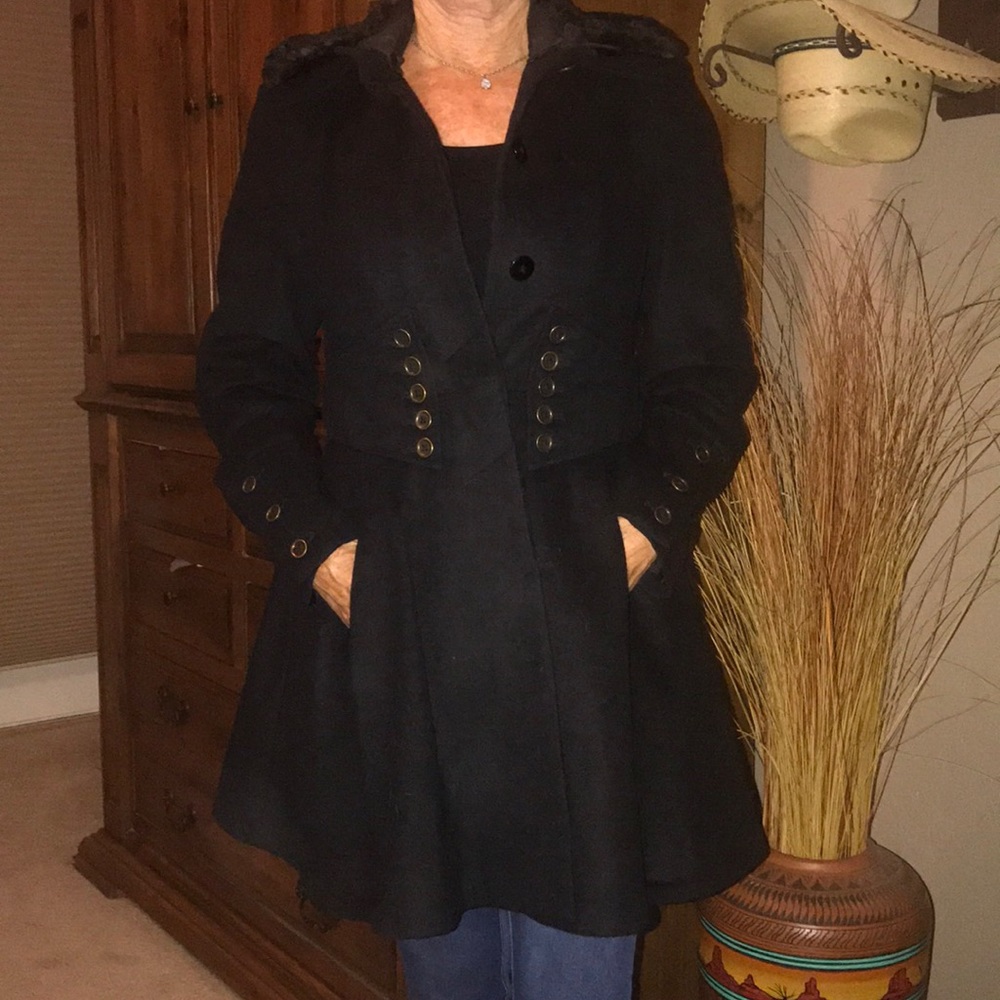 Betsey Johnson faux fur wool coat